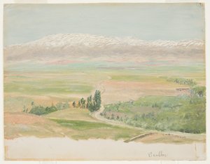 Tegning, fjell nær Baalbec, mai 1868 av Frederic Edwin Church