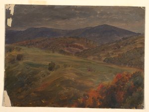 Tegning, scene i Catskill-elvene, 1870–80 av Frederic Edwin Church