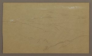 Tegning, Strand og hav, «Bloxburgh», august 1865 av Frederic Edwin Church