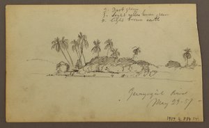 Tegning, himmel over havet; Verso: Guayas-bredden nær Guayaquil, Ecuador, 29. mai 1857 av Frederic Edwin Church
