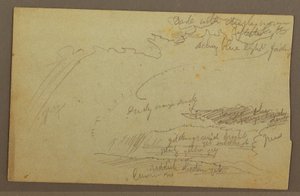Tegning, himmelstudie, fjellrygger, regnbue, 1860-tallet av Frederic Edwin Church