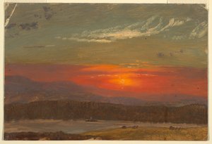 Tegning, Solnedgang over Catskill-elvene, 1870–80 av Frederic Edwin Church