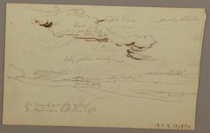 Tegning, solnedgang, muligens 1860 av Frederic Edwin Church