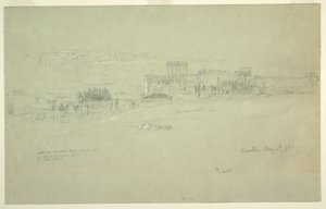 Tegning, templer, Baalbek, 6. mai 1868 av Frederic Edwin Church