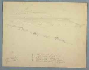 Tegning, utsikt fra Mount Salus, Jamaica, juni 1865 av Frederic Edwin Church