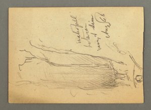 Tegning, Foss mellom Veney og Sion, Rhônedalen, Sveits, august 1868 av Frederic Edwin Church