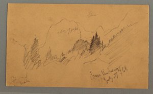 Tegning, Skogkledde topper, 27. juli 1868 av Frederic Edwin Church