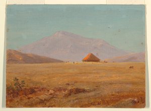 Ecuador ?, fjellplatå med hytte av Frederic Edwin Church