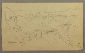 El Yemen-dalen, Arabia: Utsikt over Winding Valley med en campingvogn av Frederic Edwin Church