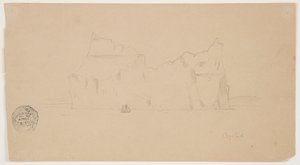 Flytende isfjell med seilbåt av Frederic Edwin Church