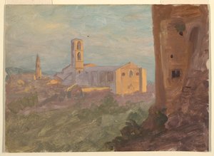 italiensk eller sveitsisk by av Frederic Edwin Church