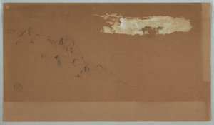 Fjell nær Mocho, Ecuador, viser sannsynligvis fjellet Chimborazo innrammet av skyer av Frederic Edwin Church