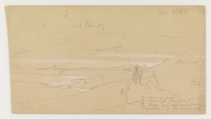 Elv gjennom fjelldalen med himmel og halvmåne av Frederic Edwin Church