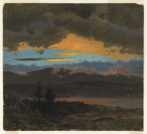 Solnedgang over Hudson Valley, New York av Frederic Edwin Church