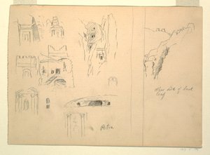 Ti studier av graver og utsikt over steiner, Petra, Jordan av Frederic Edwin Church