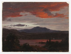 Turner Pond med Pomola Peak og Baxter Peak, Maine av Frederic Edwin Church