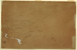Dal med en bekk og hus, nær Guaranda, Ecuador av Frederic Edwin Church