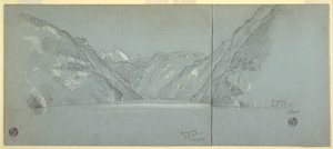 Utsikt over innsjøen Konigssee med Falkenstein, nær Berchtesgaden, Bayern, Tyskland, del 2 av Frederic Edwin Church