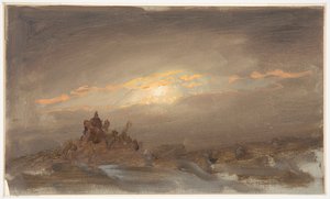 Vinterlandskap ved måneskinn av Frederic Edwin Church