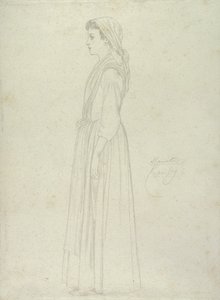 Marietta, Capri, 1859 (grafitt på papir) av Frederic Leighton