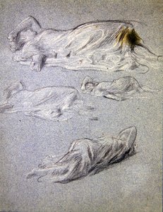 Studie for Cymon og Iphigenia (svart-hvitt kritt på papir) av Frederic Leighton
