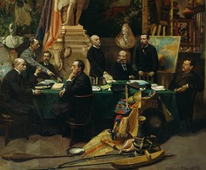Jules Ferry (1832-1893) tok imot delegater fra kolonier i november 1892 av Frederic Regamey