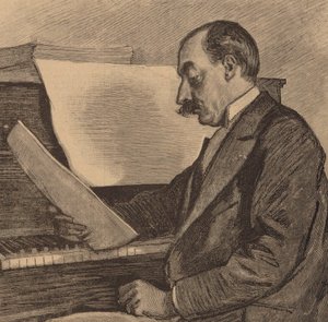 Portrett av pianist og komponist André Messager 1853-1929, 1891. av Frederic Regamey