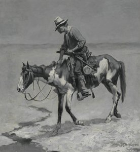 A Texas Pony, 1889 (olje på komposisjonstavle) av Frederic Remington