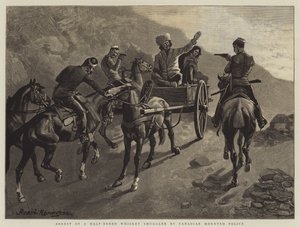 Arrestasjon av en halvrase whiskysmugler av kanadisk beredt politi av Frederic Remington