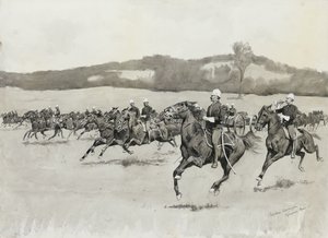 Batteri K på Drill i Berkshire Hills, Massachusetts av Frederic Remington