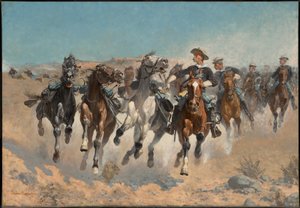 Avsittet: Soldatene fra det fjerde regimentet flytter de leide hestene av Frederic Remington