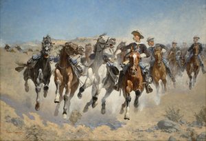 Demontert: The Fourth Troopers Moving the Led Horses, 1890 av Frederic Remington