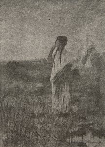 Som et spøkelse som går ved soloppgang, så han en jomfru som gikk, fra The Song of Hiawatha av Henry Wadsworth Longfellow (1807-82), pub. av George G. Harrap und Company Ltd., 1911 av Frederic Remington