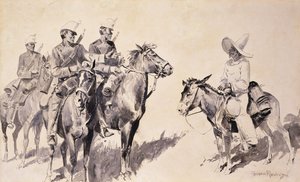 Meksikanske gendarmer spør om veien, 1890 av Frederic Remington