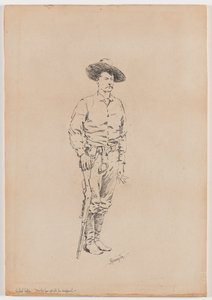 Skisse av en Texas Ranger for "How the Law Kom inn i Chaparral" av Frederic Remington