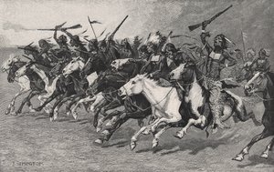 Ladningen på solpolen av Frederic Remington