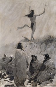 Ildspiseren løftet armene til tordenfuglen, ca. 1900. av Frederic Remington