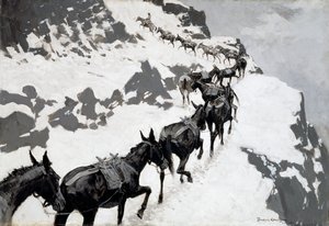 The Mule Pack (Et malmtog som går inn i sølvgruvene, Colorado) 1901 av Frederic Remington