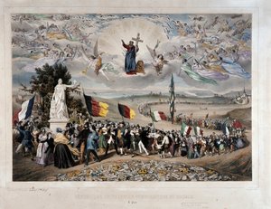 Den universelle demokratiske og sosiale republikkens prosesjon av de europeiske folkene i union og brorskap. Litografi av Frederic Sorrieu (1807-vers 1861) 1848 Paris, musee Carnavalet - Universal Democratic and Social Republic
