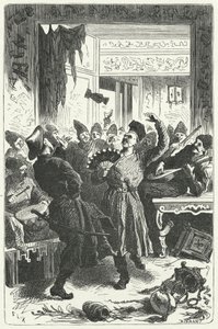 Feirer en fest i Mongol Kina (gravering) av Frederic Theodore (after) Lix