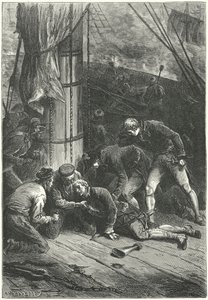 Admiral Lord Nelsons død i slaget ved Trafalgar av Frederic Theodore (after) Lix