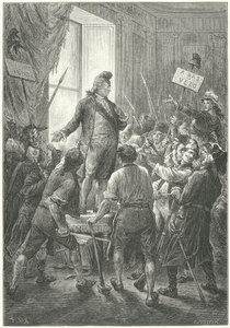 Louis XVI av Frankrike tvunget til å ta på seg en frygisk hette av sans-culottene etter deres invasjon av Tuileries-palasset