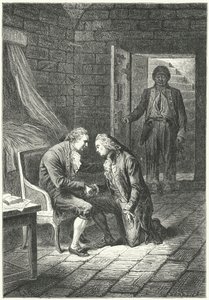 Louis XVI av Frankrike mottar nyheten om sin domfellelse for forræderi fra sin advokat, Malesherbes