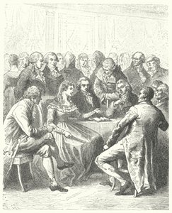 Madame Roland og Girondins, den franske revolusjonen (gravering)