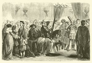 Maskeball av Grande Monde: inngangen til Don Quixote (gravering) av Frederic Theodore (after) Lix