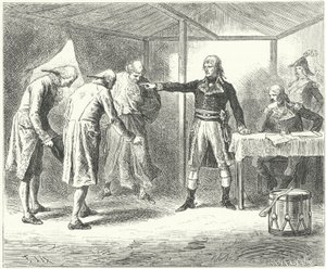 Napoleon avskjediger den venetianske delegasjonen etter massakrene på franskmennene i Venezia og Verona av Frederic Theodore (after) Lix