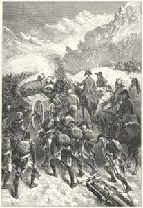 Napoleon leder hæren sin over Alpene
