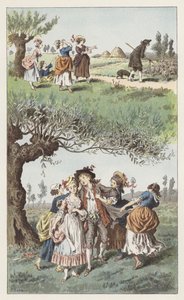 Vi var tre jenter (farge litho) av Frederic Theodore (after) Lix