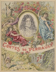 Tittelsideillustrasjon for Les Contes de Perrault (farge litho) av Frederic Theodore (after) Lix