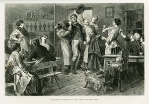 En hirtztag, et slags karneval hvor alt er tillatt for kvinner, i Sundgau. Gravering av Lix for å illustrere historien A trevers l
